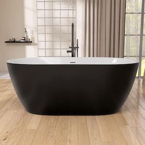 67 in. x 29.5 in. Acrylic Free Standing Tub Flatbottom Soaking Freestanding Bathtub with Removable Drain in Matte Black