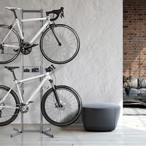 Lifedeco Bicycle Bike Rack Floor Parking Stand Garage Outdoor Heavy Duty Silver 