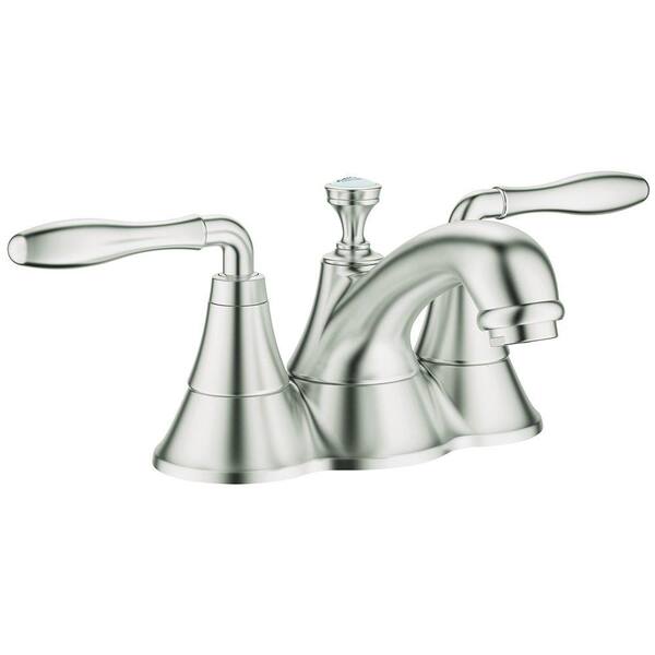 GROHE Seabury 4 in. Centerset 2-Handle Bathroom Faucet in Brushed Nickel-Infinity