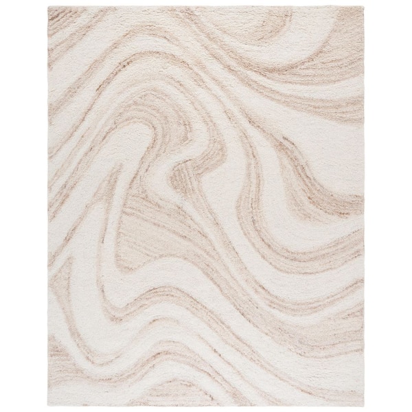 Vermont 8 ft. x 10 ft. Ivory/Beige Marble Swirl Area Rug