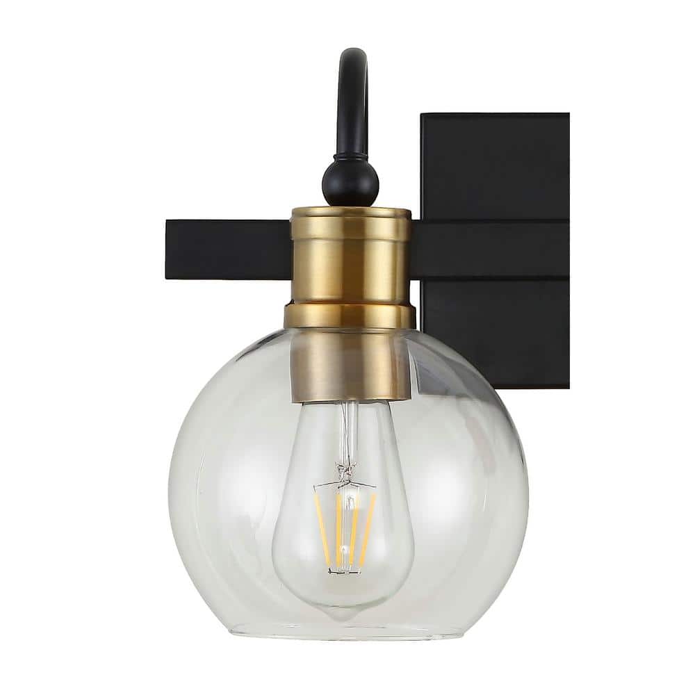 Marais 14.5" Black and Brass Iron Bathroom Vanity Light