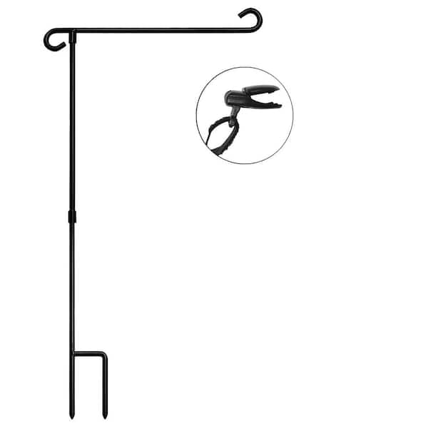 Angel Sar Iron Garden Flag Stand Holder Pole Fits 12 in. x 18 in. Mini Flag with 1 Tiger Clip Curved Hook and S Type (1-Pack)