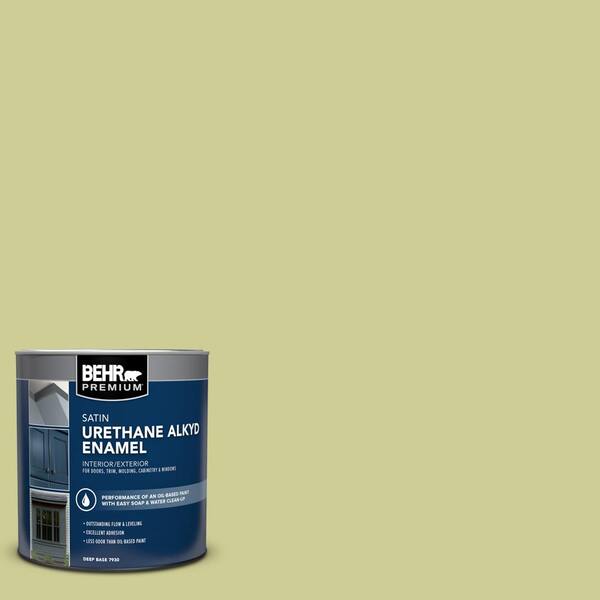 BEHR PREMIUM 1 qt. 400D4 Corn Husk Green Satin Enamel Urethane Alkyd