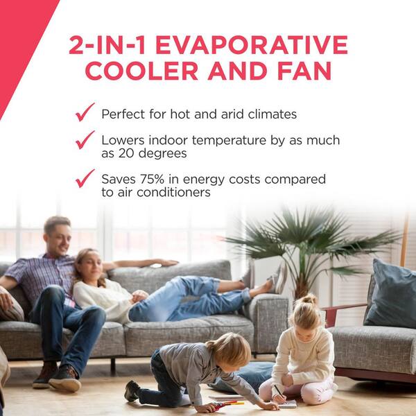 frigidaire portable 1.5 gallon evaporative cooler and fan with remote