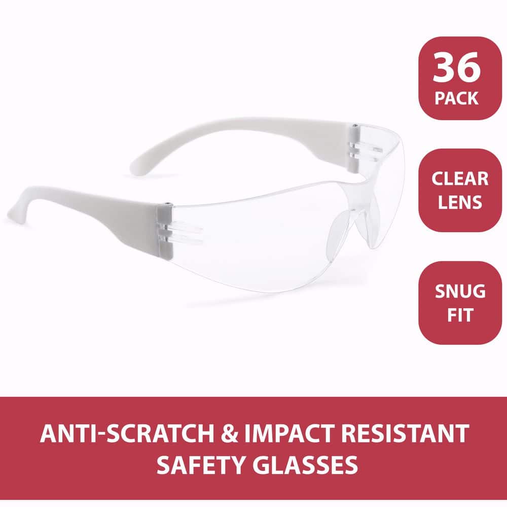 White, Crystal Clear Lens Color Temple Safety Glasses, (36-Pairs) price history on PriceWatchPro