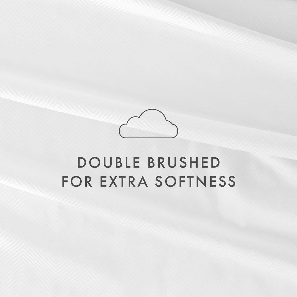 Twin White Chevron Embossed Microfiber Bed Sheet Set