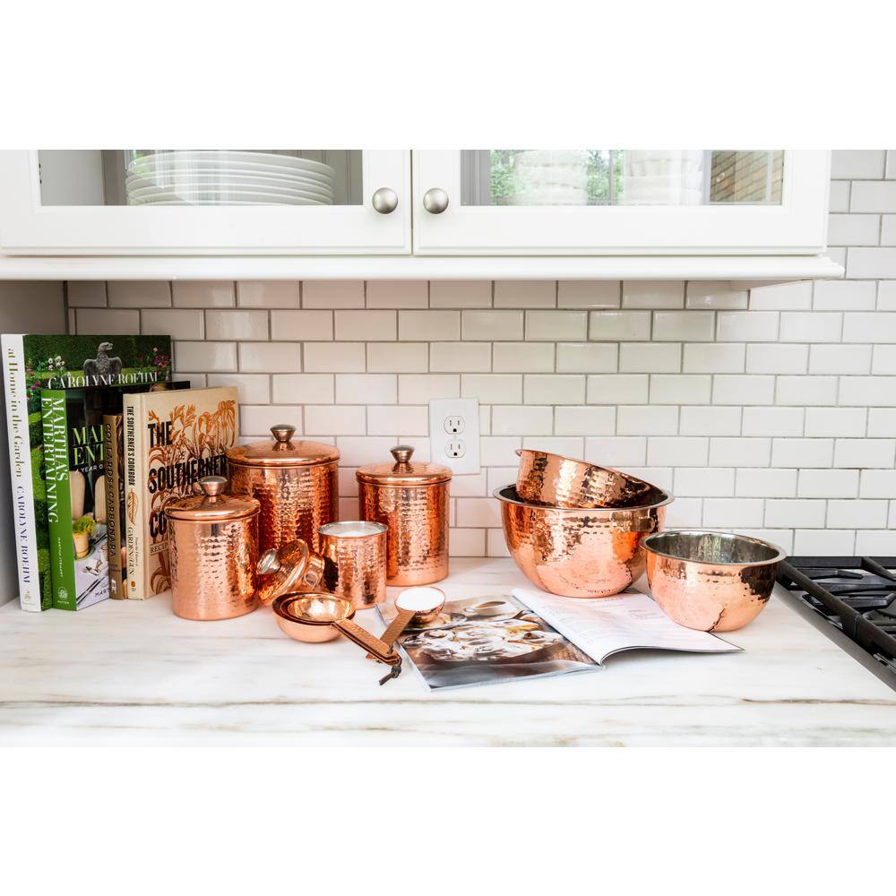 Copper Finish Hammered Stainless Steel Nesting Bowls Set