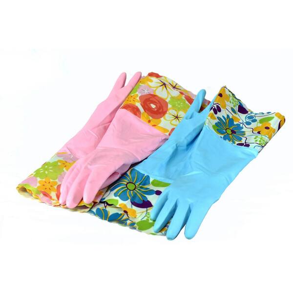 2 Pair Free Cleaning with Soft Fiber Details about   G & F Finnhomy Household Gloves Latex 