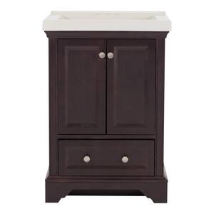 Stratfield 25 in. W x 22 in. D x 37 in. H Single Sink  Bath Vanity in Chocolate with White Cultured Marble Top