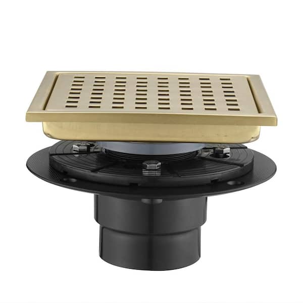 Utopia 4niture Lavern 6 in. Square Shower Floor Drain, Gold