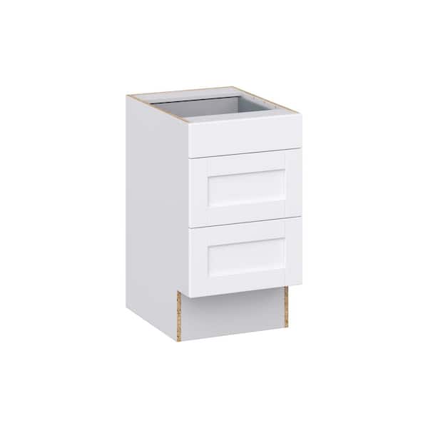 J COLLECTION Milton 18 in. W x 24 in. D x 32.5 in. H Assembled Shaker Accessible ADA Drawer Base Kitchen Cabinet in Bright White