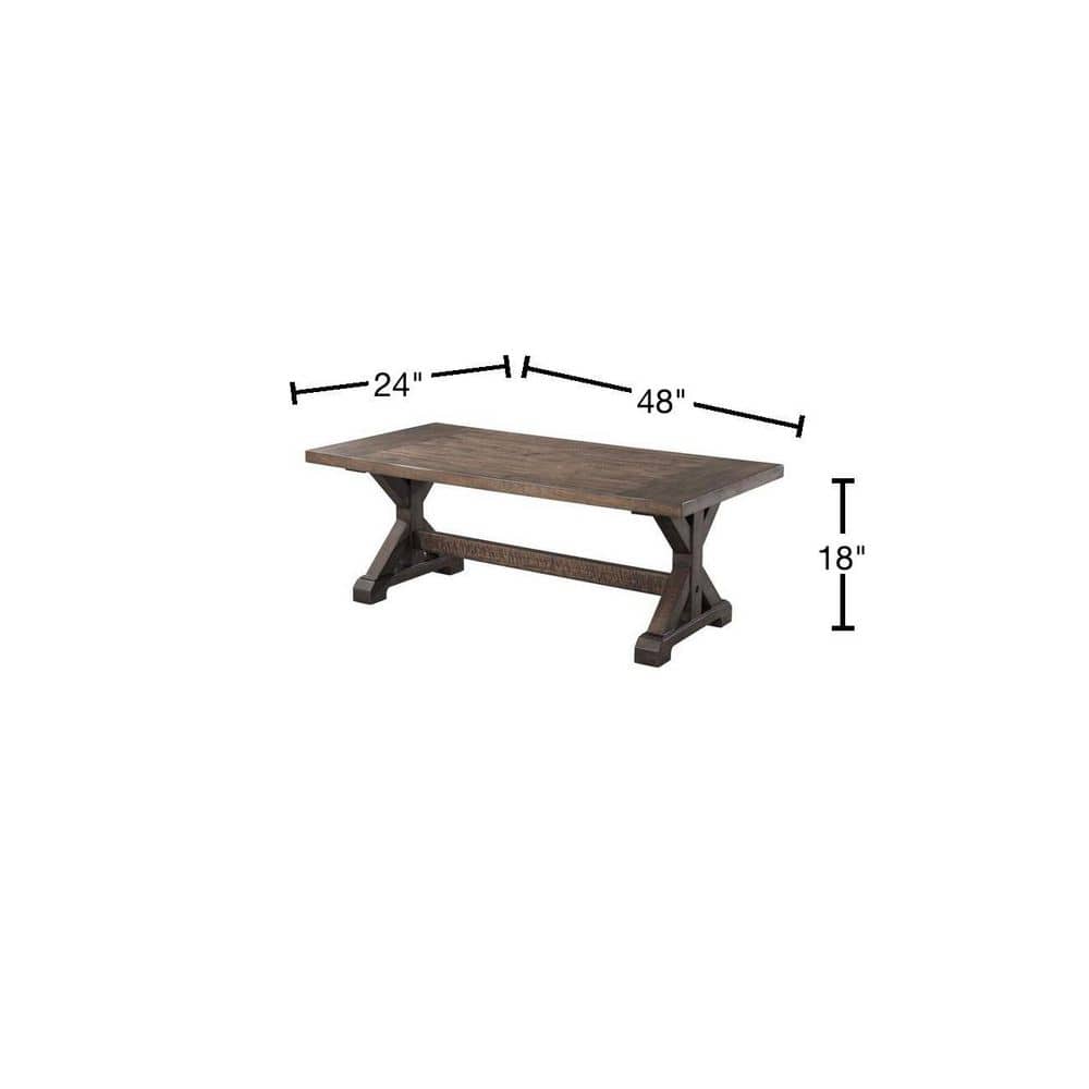 Rustic Trestle Base Rectangular Coffee Table in Walnut