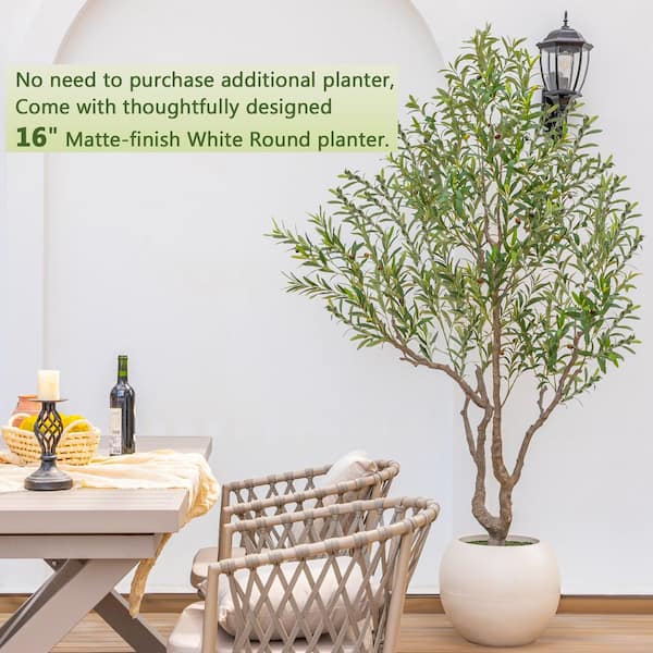 Romswi 8ft. Artificial Olive Tree Indoor/Outdoor, Faux Olive Plant