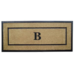 DirtBuster Single Picture Frame Black 24 in. x 57 in. Coir with Rubber Border Monogrammed B Door Mat