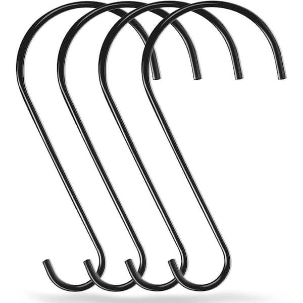 12 in. Tree Branch Hooks Black Extra Large S Hooks for Hanging Plants Heavy Duty Outdoor Bird Feeder Hook 4-Pack