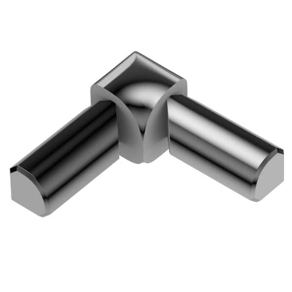 Schluter Rondec Polished Chrome Anodized Aluminum 3/8 in. x 1 in. Metal 90 Degree Double-Leg Inside Corner