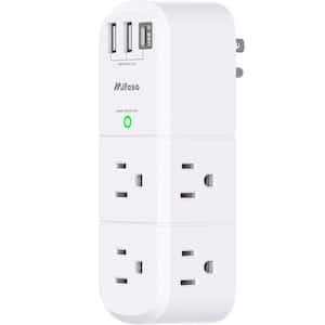 6-Outlet Power Strip Surge Protector with 3 USB Ports and 1800 Joules in White