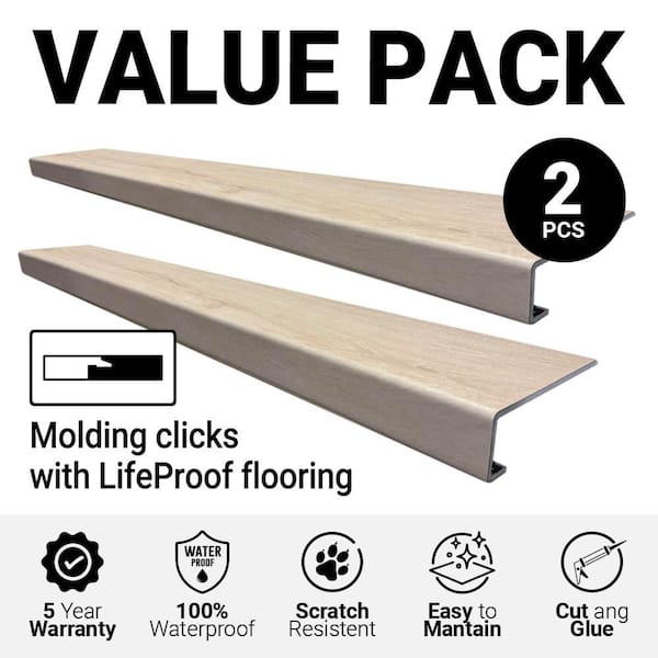 Vesinet Oak Stair Tread Molding Square-Exact Match for Lifeproof Floor, 2-Pieces, 46 in. x 6.25 in. x 7 mm T