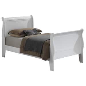 Louis Philippe White Twin Sleigh Bed with Headboard and Footboard
