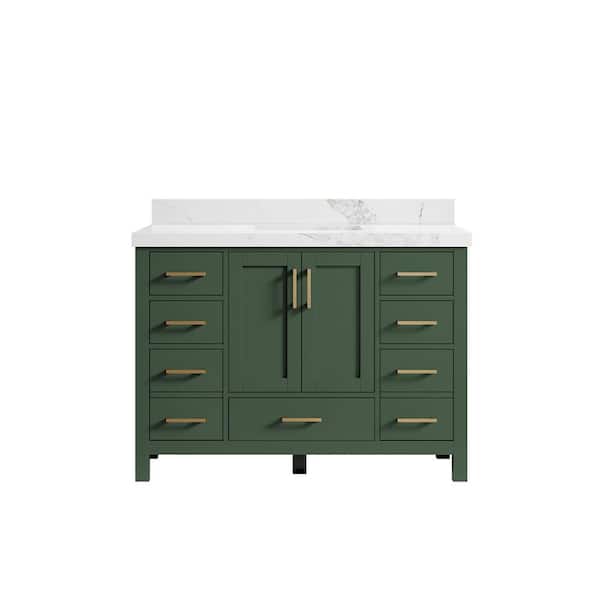 Willow Collections Malibu 48 in. W x 22 in. D x 36 in. H Bath Vanity in Lafayette Green with 2 in. Calacatta Nuvo Top