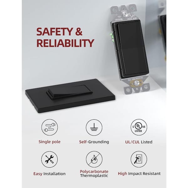 Lukyamzn 15 Amp Self-Grounding Paddle Rocker Light Switch