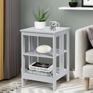 Grey 3-tier Side Table Nightstand Sofa End Table Storage Display Shelf