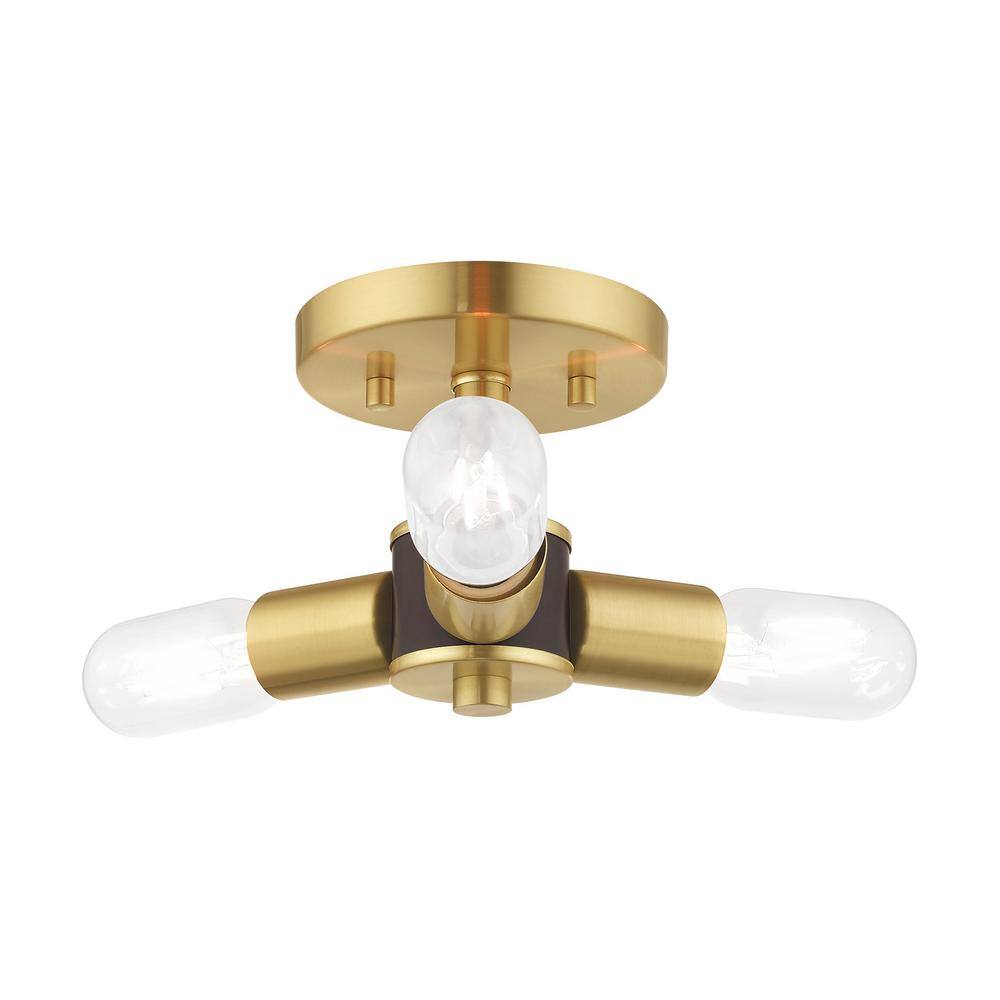 Copenhagen Satin Brass 13.5" Semi-Flush Mount Industrial Ceiling Light
