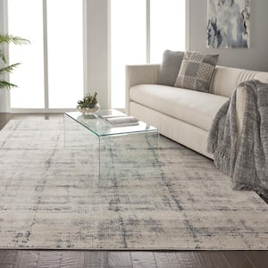 Rustic Textures Ivory/Blue 8 ft. x 11 ft. Abstract Contemporary Area Rug