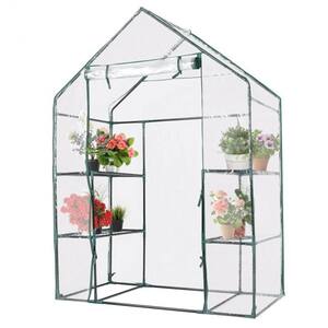4.7 ft. x 2.4 ft. x 6.4 ft. Zippered Roll-Up Door Portable Outdoor Rust Resistant Greenhouse with 4 Wired Shelves