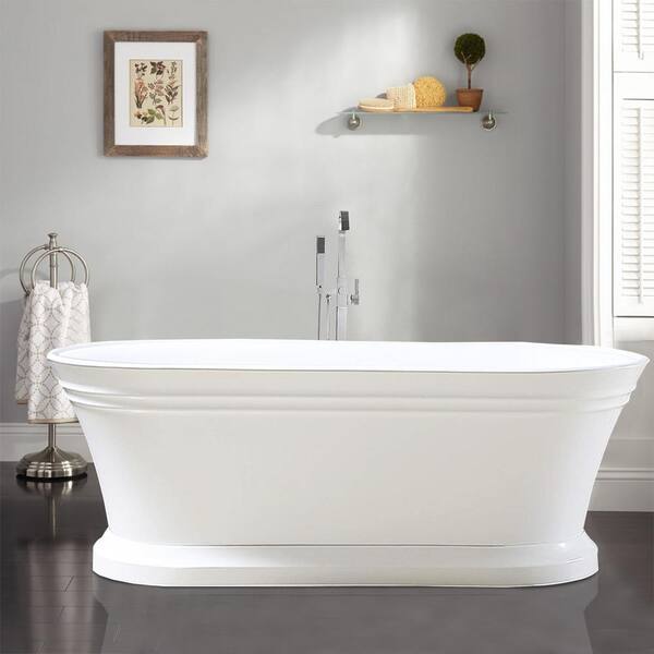 Vanity Art Versailles 67 in. x 31 in. Acrylic Freestanding Soaking Bathtub with Center Drain in White/Oil Rubbed Bronze