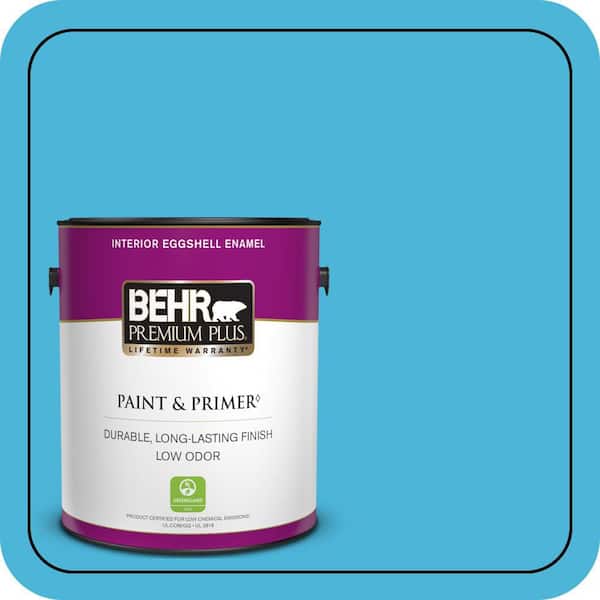BEHR PREMIUM PLUS 1 gal. #P490-4 Aztec Sky Eggshell Enamel Low Odor Interior Paint & Primer