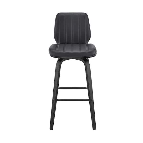 HomeRoots 27 in. Gray High Back Metal Counter Height Bar Chair with Faux leather Seat