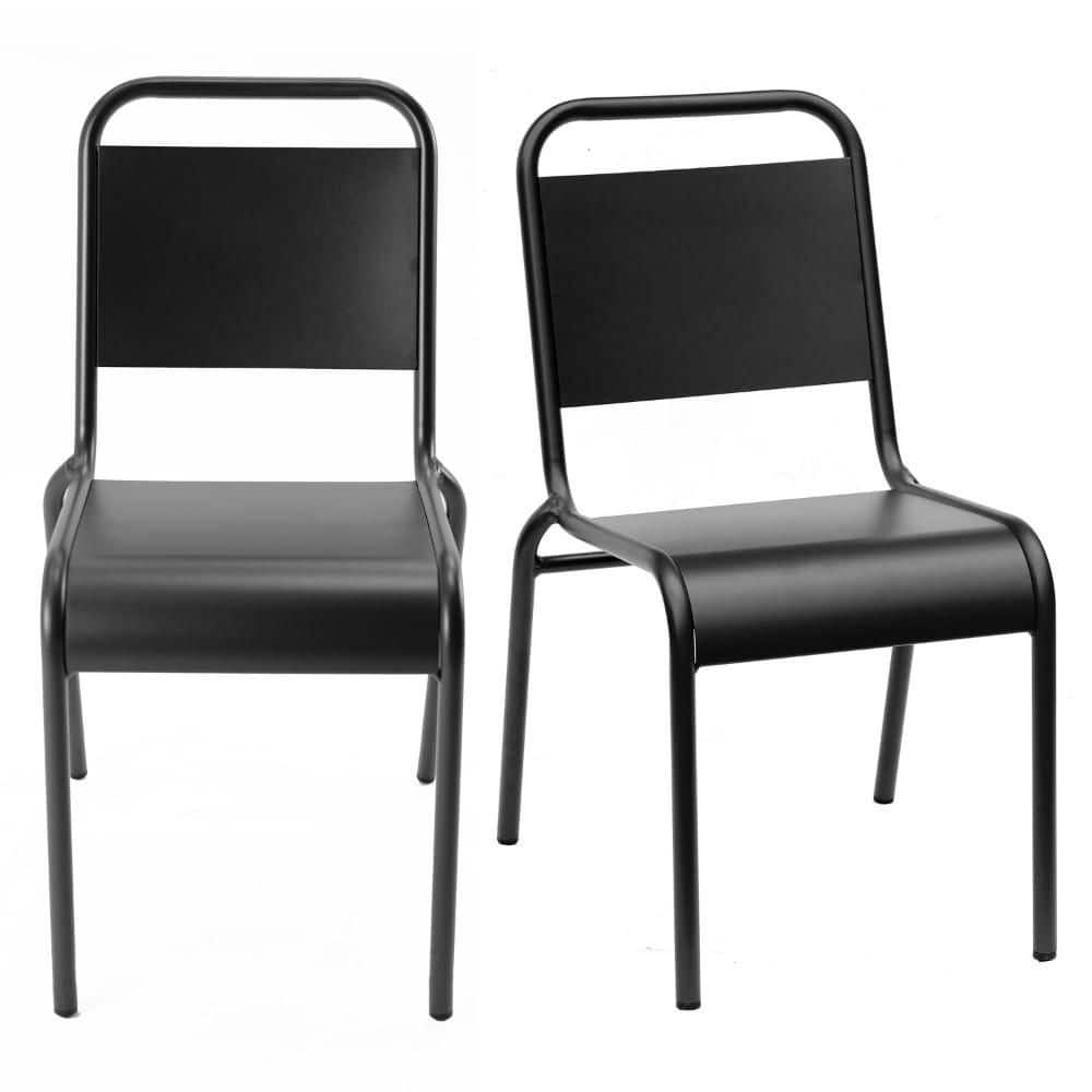 Set of Two Black Aluminum Outdoor Stacking Dining Chairs price history on PriceWatchPro