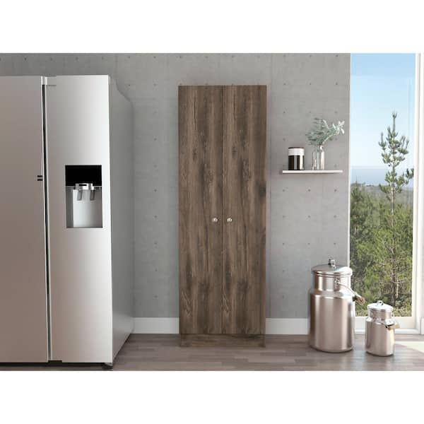 Unbranded 23.6 in. W x 11.8 in. D x 71.1 in. H Brown Freestanding Linen Cabinet with 5-Shelves