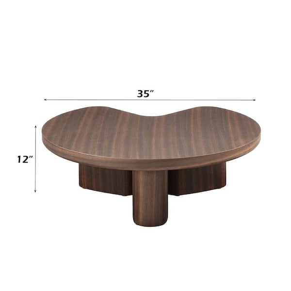 Acme Furniture Curate 35 in. Smoked Oak Kidney-Shaped Wood Coffee