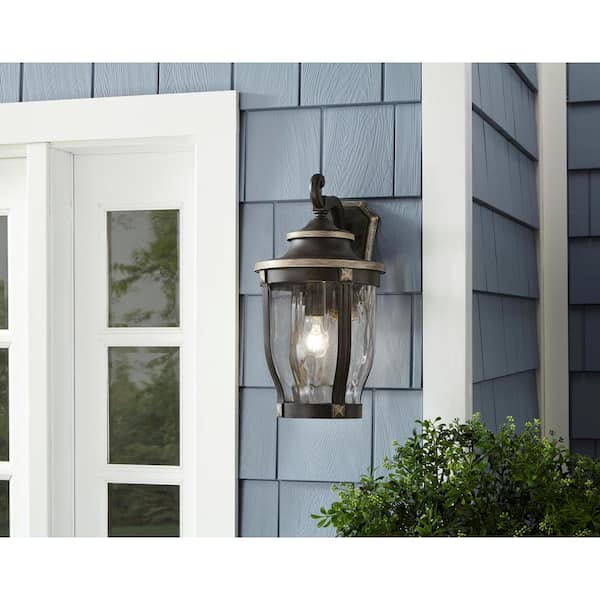 McCarthy 18.5 in. 1-Light Hardwired Bronze Outdoor Wall Light Lantern Sconce with No Bulb Included