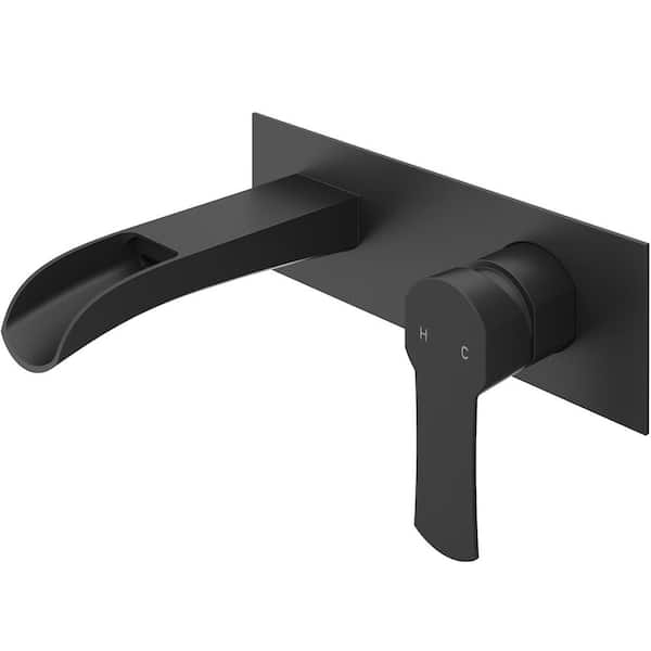 VIGO Cornelius Single Handle Wall Mount Bathroom Faucet in Matte Black