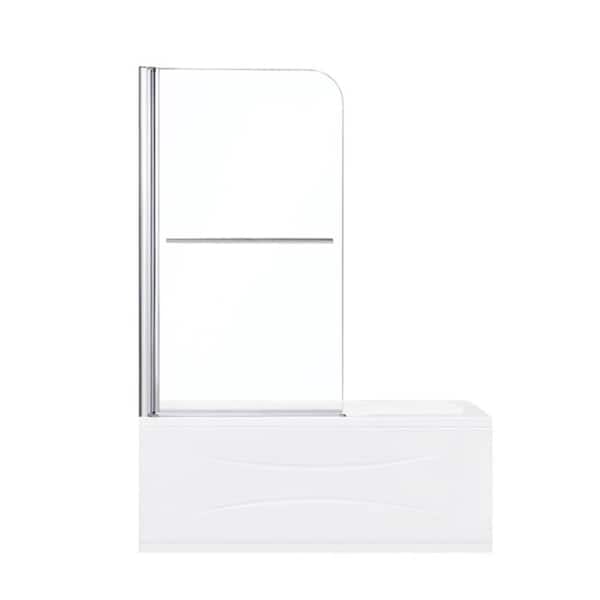 EPOWP 31 in. W x 55 in. H Pivot Frameless Tub Door in Chrome Finish