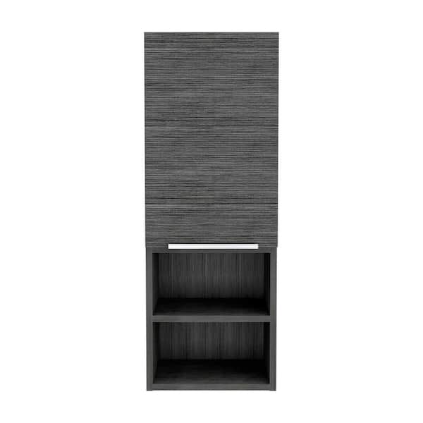 11.81 in. W x 32.08 in. H Rectangular Gray Recessed or Surface Mount Medicine Cabinet without Mirror with 3-Shelf