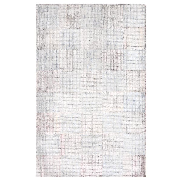 SAFAVIEH Abstract Ivory/Blue 8 ft. x 10 ft. Square Marled Area Rug