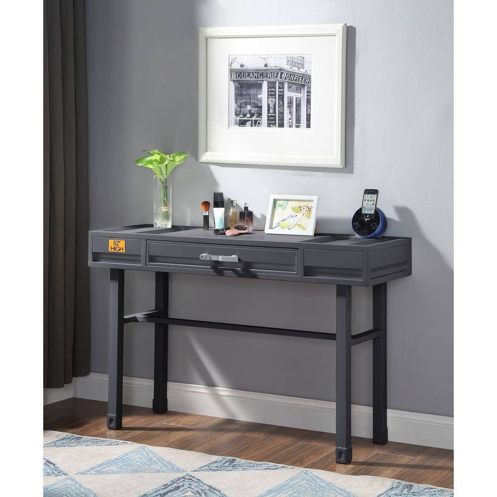 Gunmetal Industrial Metal Cargo Vanity Desk with Drawer