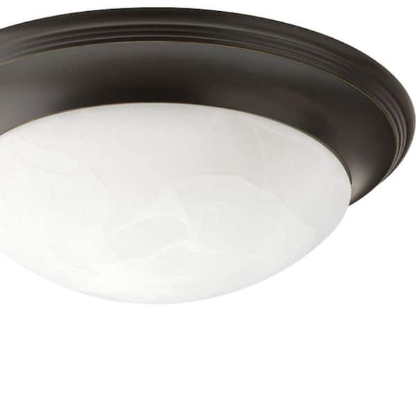 BRUSHED NICKEL 3 LIGHT FLUORESCENT CEILING WITH ALABASTER GLASS 15" X 5.5" 