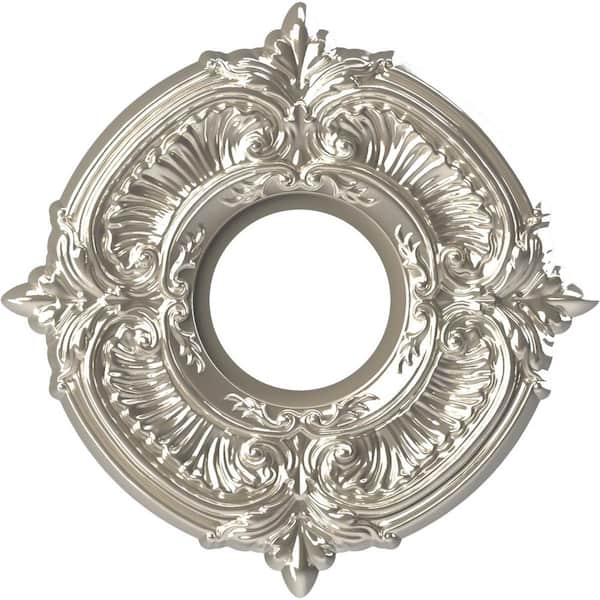 Ekena Millwork 10" OD x 3-1/2" ID x 3/4" P Attica Thermoformed PVC Ceiling Medallion (Fits Canopies up to 4-1/8") in Bright Coat Chrome