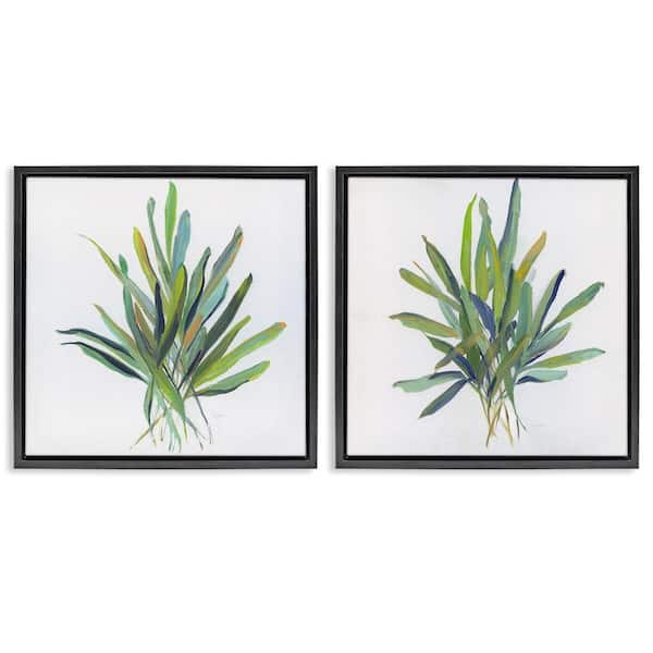 Stupell Industries Layered Plant Sprigs by Sally Swatland 2-Pieces Black Floater Frame Nature Graphic Art Print 25 in. x 25 in.