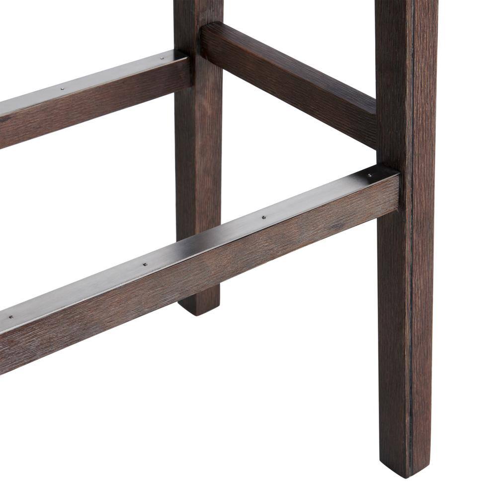 Dark Brown Backless Saddle Wood Bar Stools, Set of 2