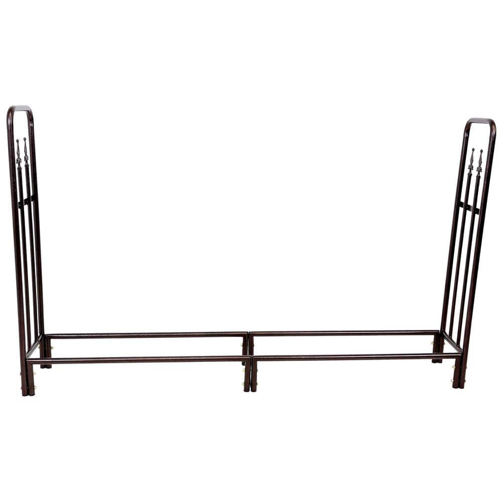 Bronze 6-Foot Steel Firewood Log Rack with Decorative Details