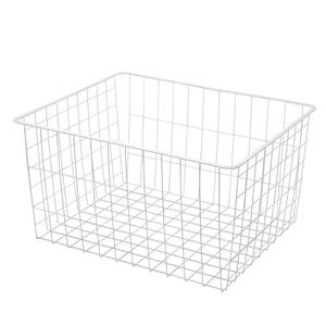 11 in. H x 17 in. W White Steel 1-Drawer Wide Mesh Wire Basket