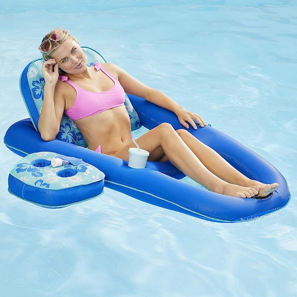 Aqua LEISURE Campania Ultimate Teal Hibiscus 2-in-1 Pool Float Lounge and  Caddy AZL14856 - The Home Depot