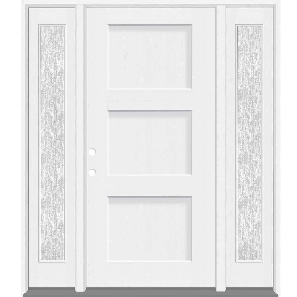 Legacy 64 in. x 80 in. 3P Equal Shaker RHIS Unfinished White Fiberglass Prehung Front Door w/Rain 12 in. SLs 4-9/16 Jamb price history on PriceWatchPro