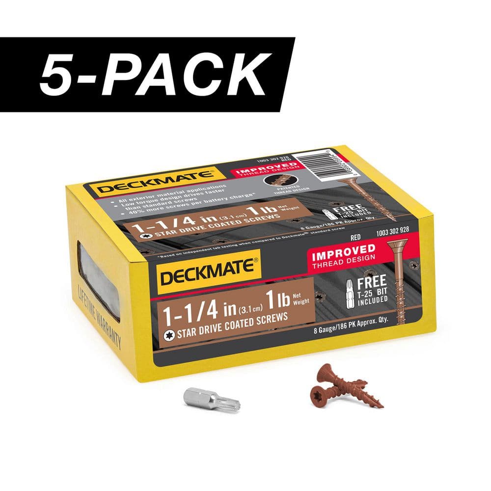 5-Pack #8 x 1-1/4 in. Red Star Drive Flat-Head Wood Deck Screw (5 lb / 930-Piece) price history on PriceWatchPro
